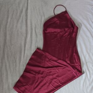 Express One Shoulder Dress in Burgundy